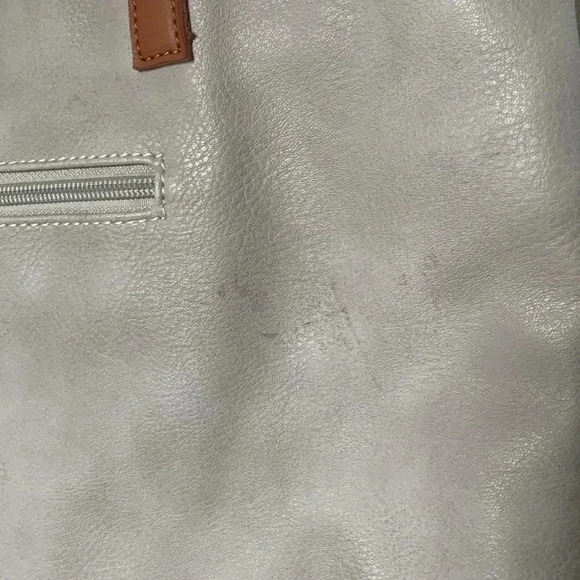 Clarks Gray Leather and Canvas Zip Top Tote - Picture 3 of 9